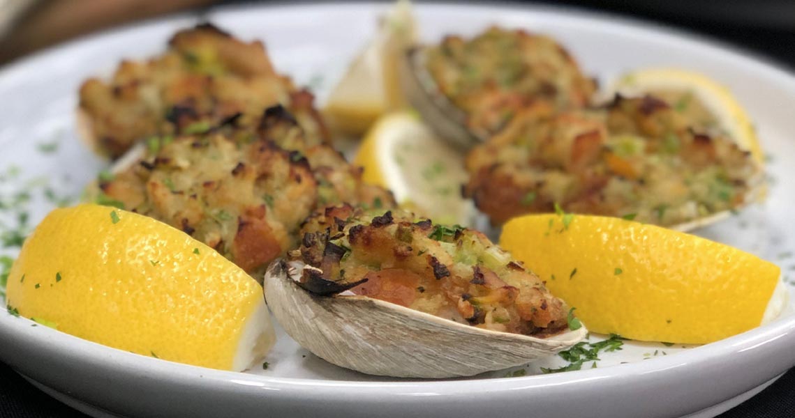 Baked Stuffed Clams with lemon