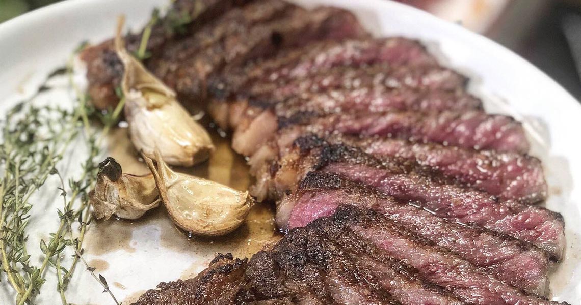 Wagyu beef cooked on a plate