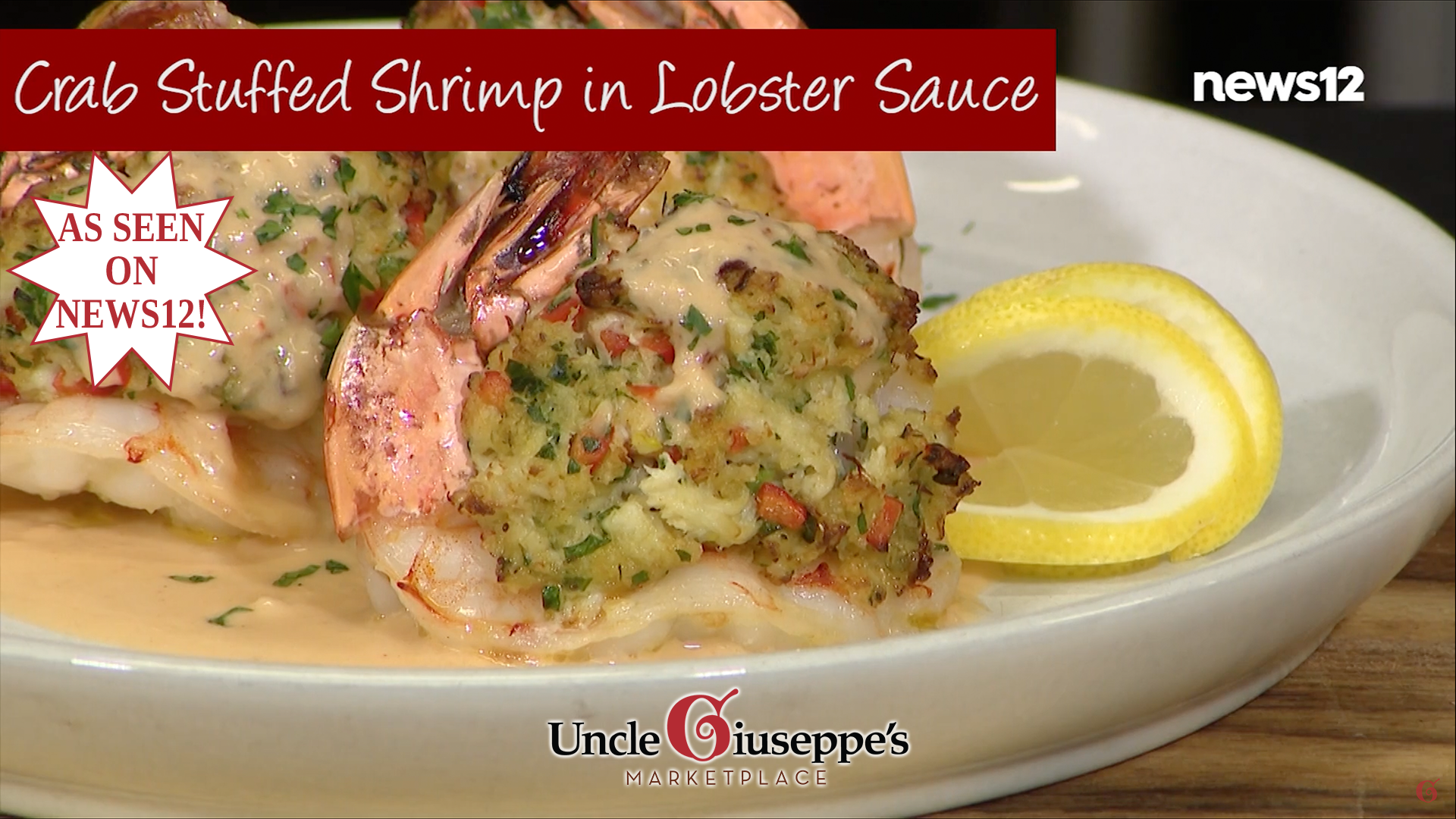 crab stuffed shrimp on a white plate