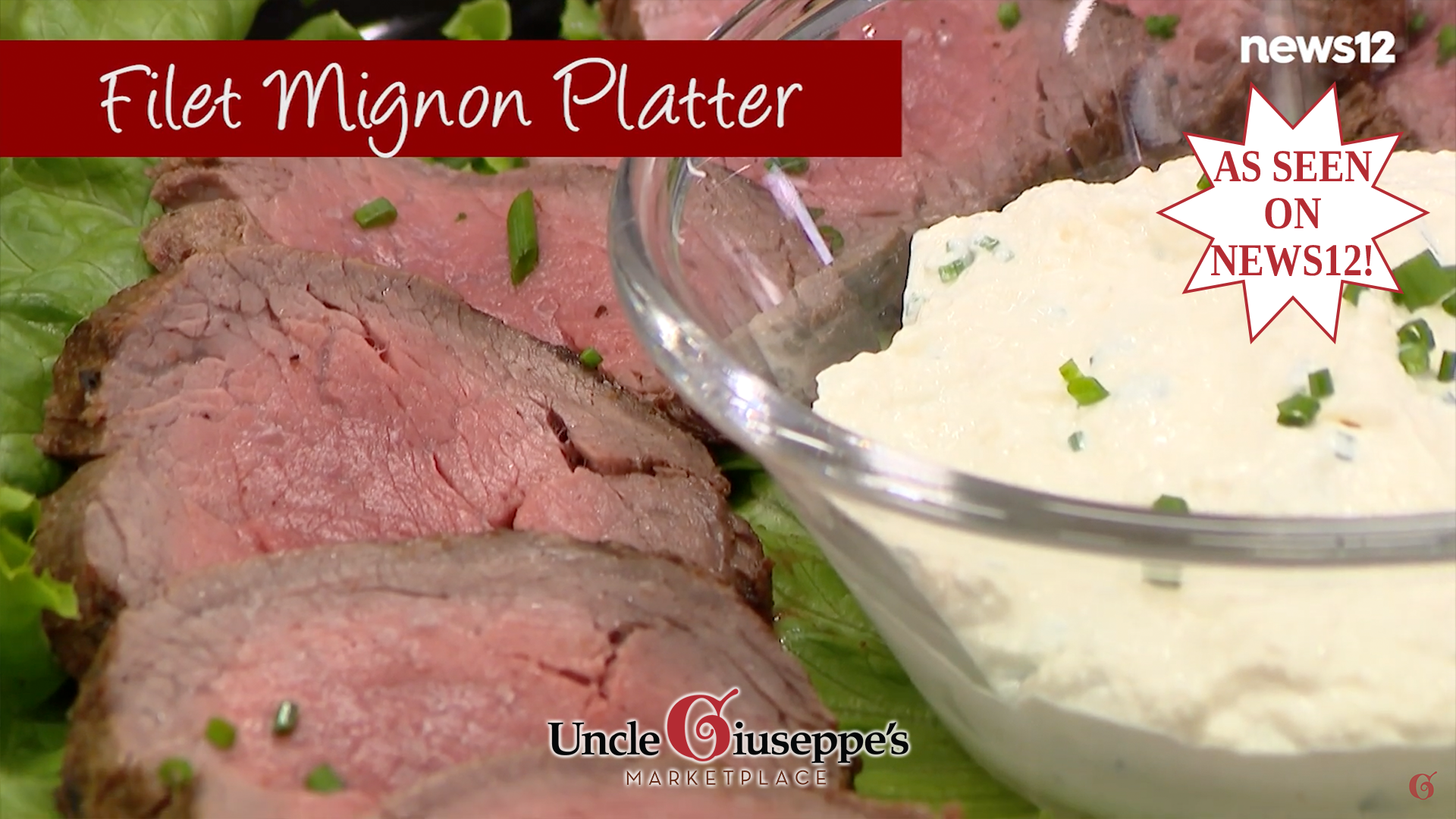 Filet mignon slices on lettuce with horseradish sauce