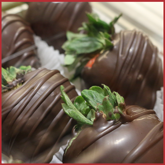 Close up of chocolate covered strawberries
