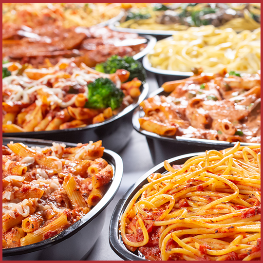 Pasta catering. trays