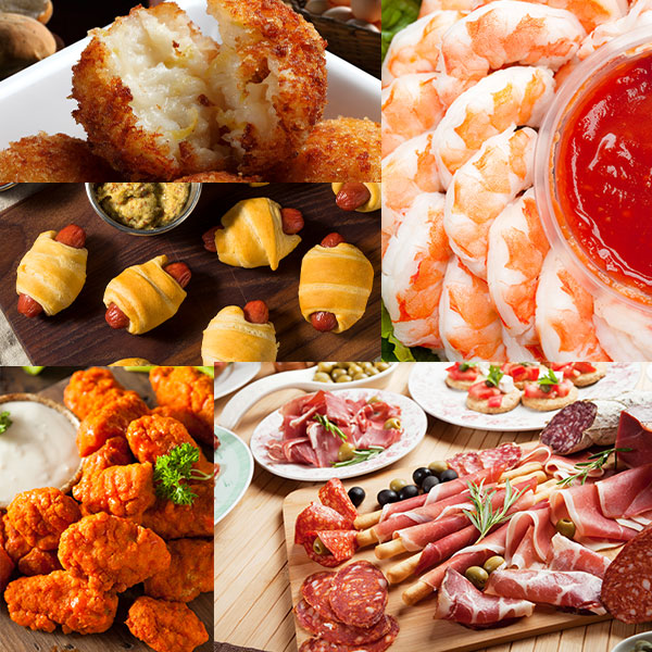 Collage of various appetizers
