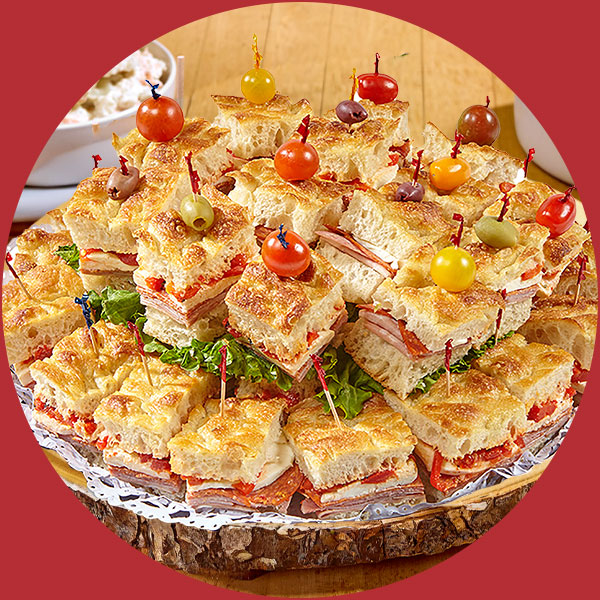 Stack of foccacia sandwiches