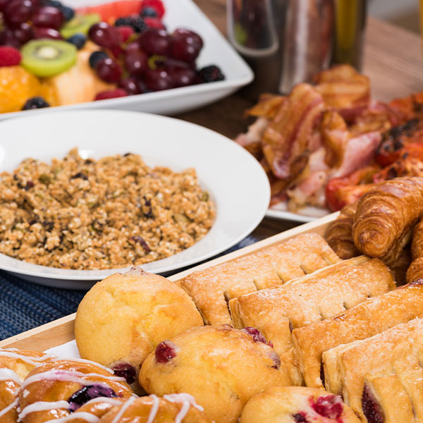 Continental breakfast spread