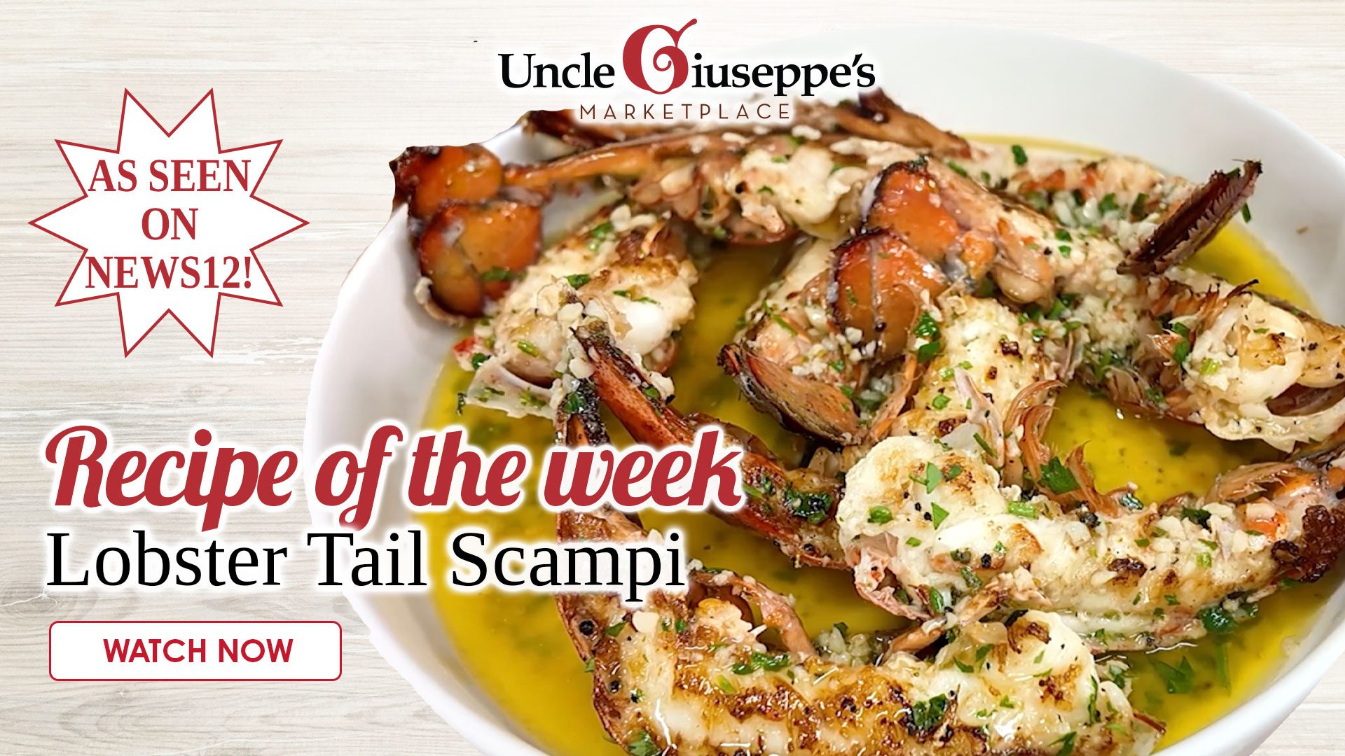 Cooked lobster tails with scampi sauce on a white plate